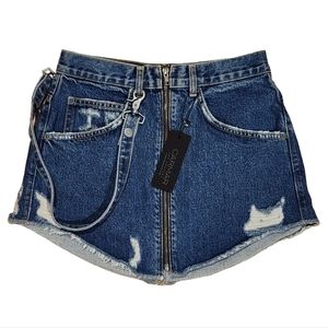 CARMAR | NEW Beatrice Harness Blue Denim Jean Mini Skirt Zip Front 27 4